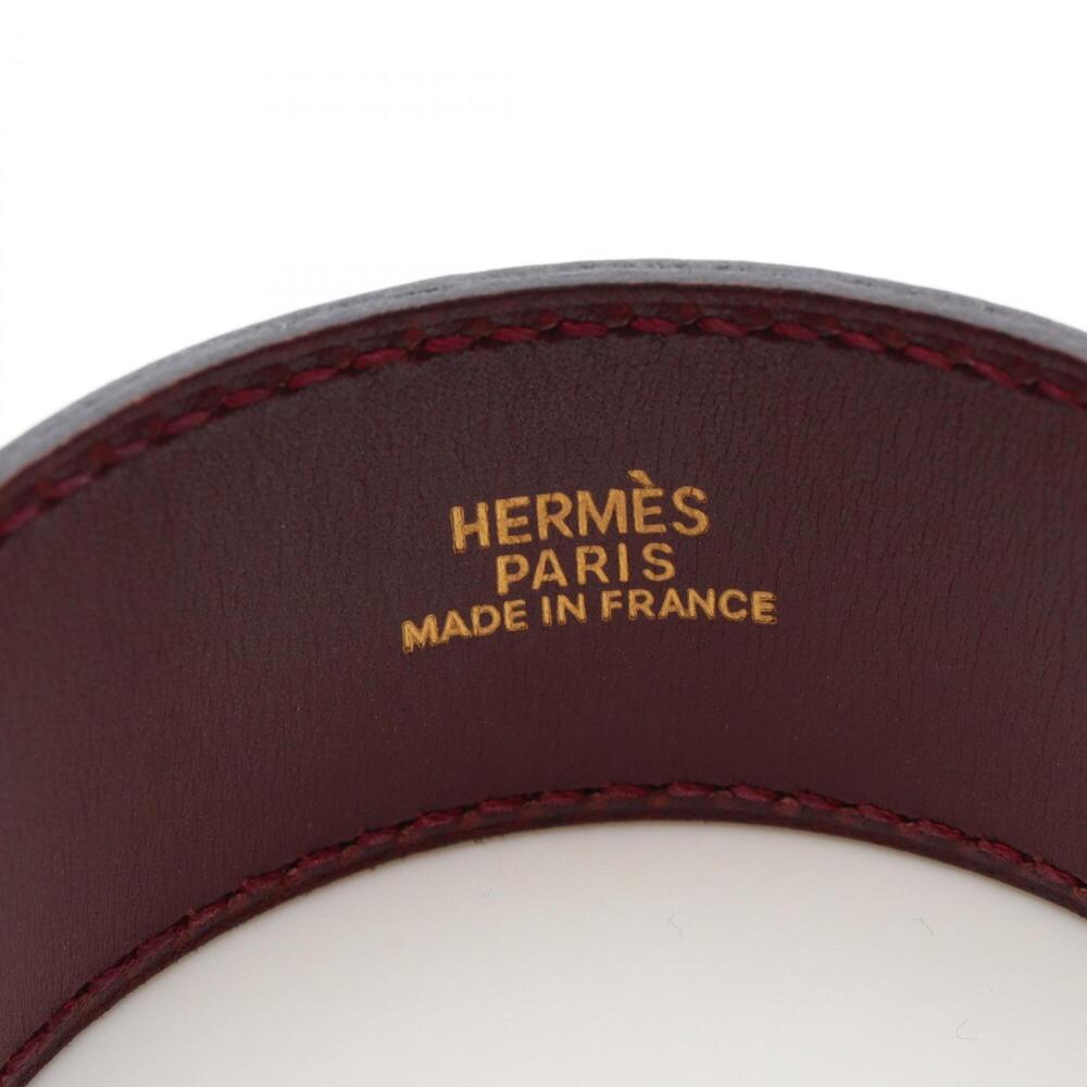 Hermes Artemis Bracelet, □E stamp, Gold Plated Leather, Women's, Red - Picture 4 of 9